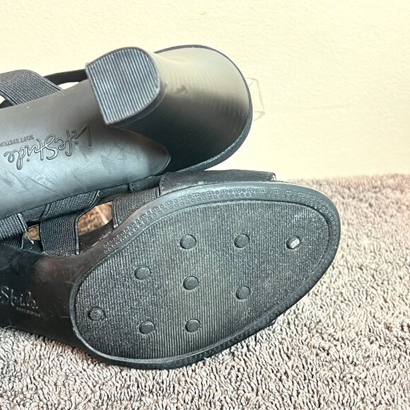 7W 7‎ Wide Width Lifestride Womens Charlotte Black Strappy Heels Sandals Shoes - Picture 9 of 11